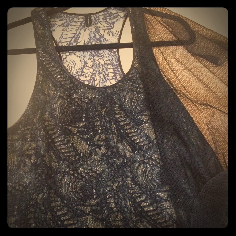 KATAYONE ADELI Vintage Silk Racer Back Tank Blouse/mini Dress
